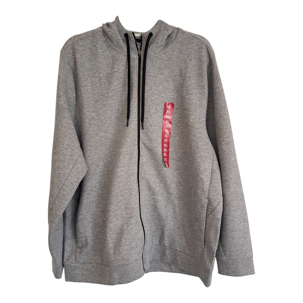 Member's‎ Mark Mens Active Full Zip Hoodie XL Gray Double Knit Stretch Jacket